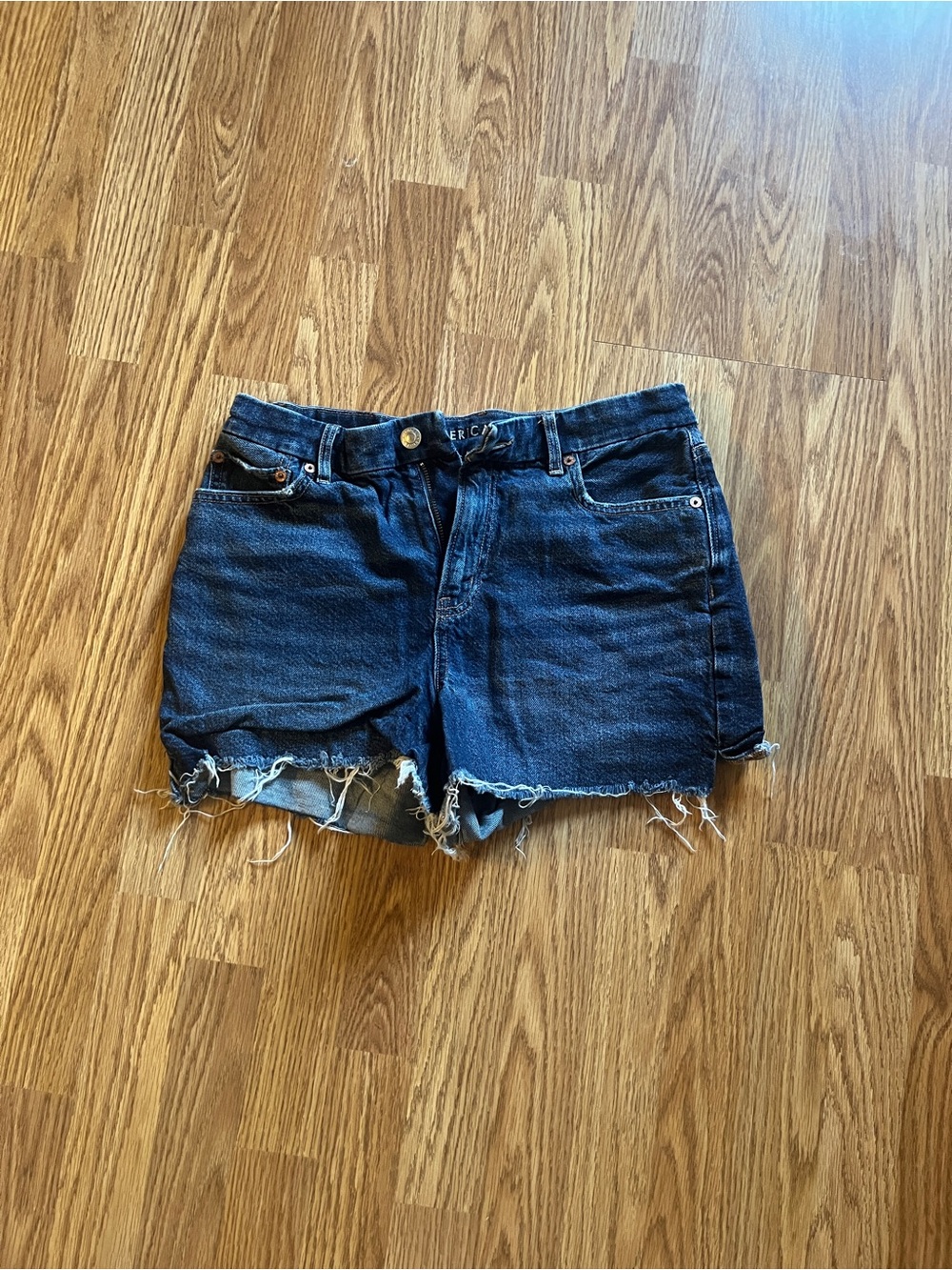 American Eagle Outfitters Dark Blue High-Rise Denim Cutoff Shorts